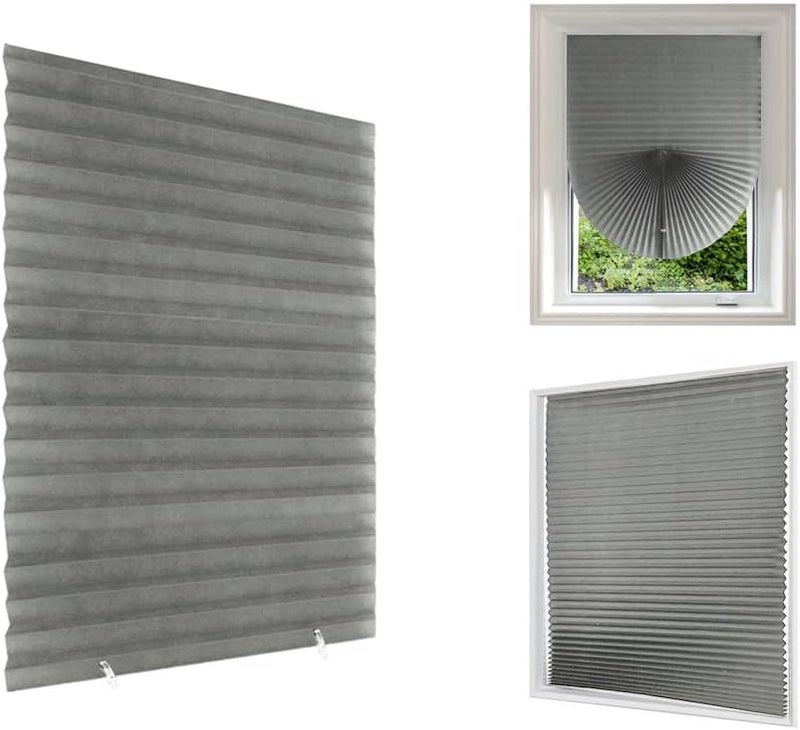 Jlong Blinds for Windows Cordless Temporary Shades Paper No Drill Mini Blackout Blinds for Window of Bedroom,Bathroom,Kitchen Office (Grey-Semi Shading, 23.6 * 59"(60 * 150cm)) - Image 1